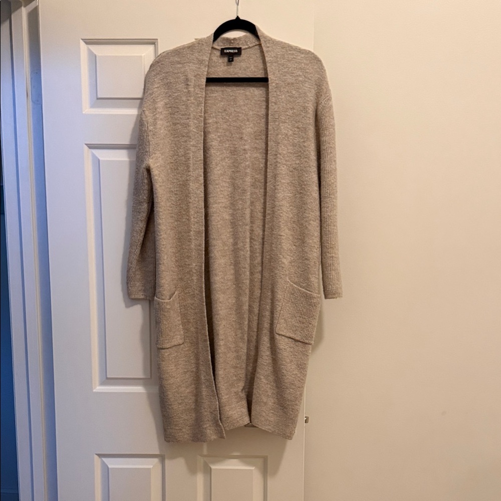 Express cozy Gray Open-Front Sweater